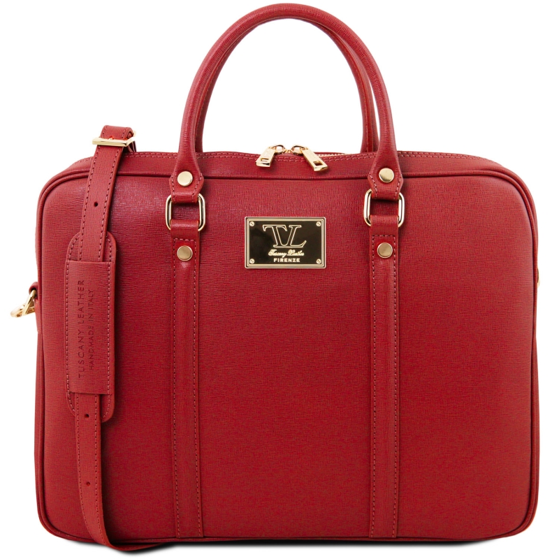 Saffiano-Leder Aktentasche Prato rot Saffiano-Leder Aktentasche Prato rot